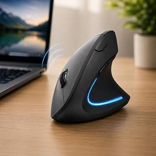 Mouse Vertical Ergonômico 6 Botões e DPI Ajustável em 800/1200 / 1600 para Alta performance - Anti Dor Punho LED RGB - Para Trabalho, Home Office, Gamer, Notebook, PC - Linha Premium (Bluetooth)