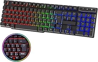 Teclado Gamer Semi Mecânico RGB LED Rainbow, USB, ABNT-2, Anti-Ghosting, Multimídia, Ideal para Jogos e Digitação, Ergonômico - Computador e VideoGame