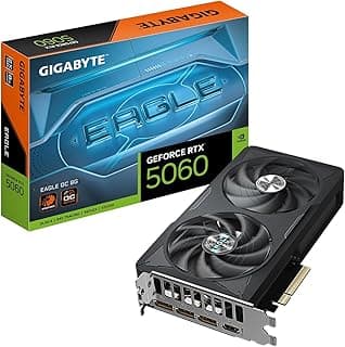 GIGABYTE Placa gráfica GeForce RTX 5060 Eagle OC 8G, 8 GB 128 bits GDDR7, PCIe 5.0, sistema de resfriamento WINDFORCE, placa de vídeo GV-N5060EAGLE OC-8GD