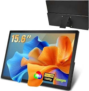 Monitor Portatil para Notebook 15.6" FHD IPS Ultra Fino 1080P com HDR e FreeSync USB-C/HDMI Zero Latência - Tela Portátil para Notebook com Filtro de Luz Azul,pare Viagens, Casa, Trabalho e Jogos