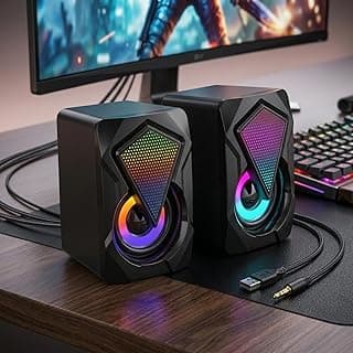 Caixinha de Som PC Gamer Potente com Iluminação RGB…