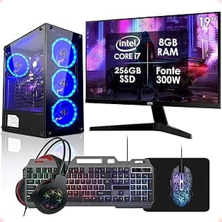 PC Gamer Completo Intel Core i7 8GB SSD 256GB Monitor 19" Fonte 300W Kit Gamer Strong Tech