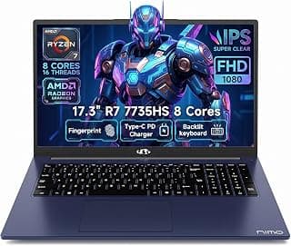NIMO 17.3" FHD Gaming Laptop – Ryzen 7 7735HS 8-Core/16-Thread, Radeon 680M Graphics, 32GB DDR5, 1TB NVMe SSD, Light Gaming & Esports Ready, Backlit Keyboard, Fingerprint Unlock, 100W PD Type-C