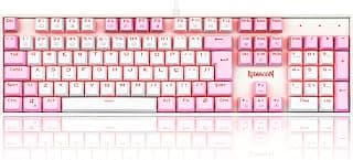 TECLADO MECANICO GAMER SINGLE COLOR REDRAGON MITRA BRANCO E ROSA COM SWITCH AZUL