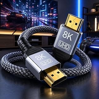 Cabo HDMI 2.1 8K Ultra HD 48Gbps 2 Metros – Compatível com PS5, Xbox Series X, Apple TV e TV 4K – HDR10, Dolby Vision, VRR, ALLM, 120Hz – Cabo Reforçado Trançado de Alta Velocidade