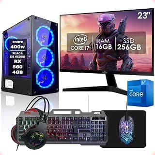 PC Gamer Completo Intel Core i7 16GB SSD 256GB Radeon RX 560 4GB Monitor 23" Kit Gamer Fonte 400W Strong Tech