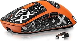 MANBASNAKE Attack Shark X3 Mouse para jogos sem fio, mouse ergonômico de 49 g de modo triplo, sensor PAW3395 26K DPI, vida útil da bateria de 200h, fita adesiva, botões programáveis para PC/laptop/Mac