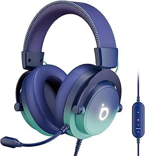 Basike Fone de ouvido jogos para PC - Headset Gamer Pro com Microfone, Modo FPS/Música, com som surround 7.1, Falante de 50mm, USB Compatível com Win7/10/11/MAC/PS4/PS5 (Azul)