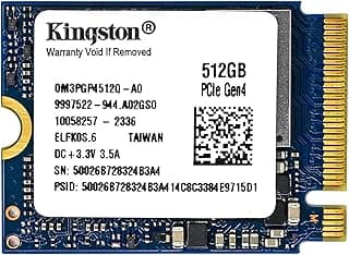 Kingston SSD NVMe M.2 2230 PCIe Gen 4.0x4 NVMe TLC NAND de 512 GB (velocidades de até 4700 MB/s) OM3PGP4512Q-A0 compatível com mini PCs Steam Deck Surface Ally