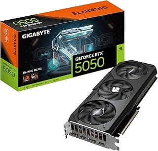 GIGABYTE Placa gráfica GeForce RTX 5050 Gaming OC 8G, 8GB 128-bit GDDR6, PCIe 5.0, sistema de refrigeração WINDFORCE, placa de vídeo GV-N5050GAMING OC-8GD