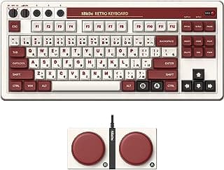 8BitDo Teclado mecânico retrô, Bluetooth/2.4G/USB-C teclado para jogos de troca a quente com 87 teclas, botões super programáveis duplos para Windows e Android (Fami)
