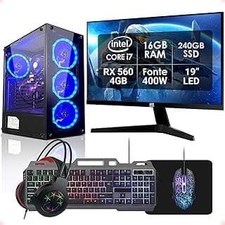 PC Gamer Completo Intel Core i7 16GB SSD 240GB Radeon RX 560 4GB Monitor 19" Fonte 400W Kit Gamer L2F Informática