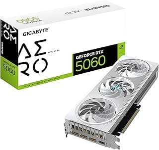 GIGABYTE Placa gráfica GeForce RTX 5060 AERO OC 8G, 8GB 128-bit GDDR7, PCIe 5.0, sistema de refrigeração WINDFORCE, placa de vídeo GV-N5060AERO OC-8GD