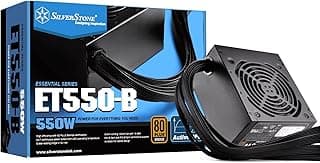 SilverStone Technology Fonte de alimentação ET550 Watt 80 Plus Bronze ATX com cabos pretos planos ET550-B ET550-B