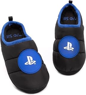 PlayStation Pantufas pretas com logotipo de jogo para meninos e adolescentes