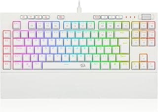 TECLADO OPTICO MECANICO RGB REDRAGON BROADSWORD PRO BRANCO SWITCH AZUL