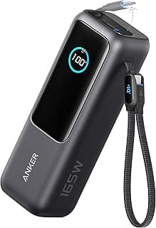Anker Laptop Power Bank, 25.000mAh Carregador Portátil para Notebook,3-Portas 165W USB-C,Cabos Retráteis Integrados, Aprovado para Viagens Aéreas,Compatível com iPhone 17/16/15,Samsung,Xiaomi e Mais
