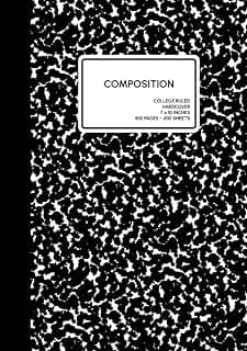 Composition: 400 Page Composition Notebook, College Ruled, Black and White, 400 Pages (200 Sheets), 7 x 10, Thick Jumbo Sized
