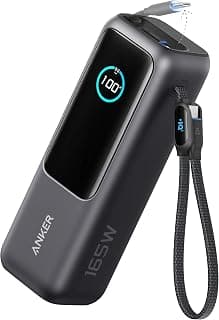 Anker Laptop Power Bank, 25.000mAh Carregador Portátil para Notebook,3-Portas 165W USB-C,Cabos Retráteis Integrados, Aprovado para Viagens Aéreas,Compatível com iPhone 17/16/15,Samsung,Xiaomi e Mais