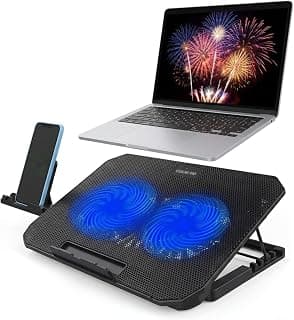 Suporte Para Notebook 17" Base com Cooler Duplo Silencioso 8 Níveis de Ajuste Ergonômico, Saída USB Adicional e Iluminação Interna Base Para Notebook de Até 17 Polegadas