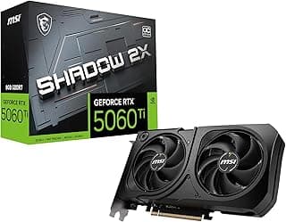 MSI Placa gráfica Gaming RTX 5060 Ti 8G Shadow 2X OC (8GB GDDR7, TBA-bit, desempenho extremo: TBA MHz, DisplayPort x3 2.1a, HDMI 2.1b, NVIDIA Blackwell Architecture)