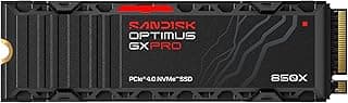 SANDISK Optimus GX PRO 1TB 850X NVMe Unidade interna de estado sólido para jogos com dissipador de calor - Funciona com PlayStation 5, PCIe Gen4, M.2 2280, velocidade de leitura de até 7.300 MB/s