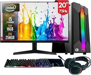 Computador Gamer completo 2Eletro Chroma, Intel Core i5, 16GB RAM, SSD 256GB, Fonte 500W, Monitor 20" 75Hz, Kit Gamer completo - PG2E-1010CH