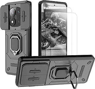 Capa para Xiaomi Poco x7 5G e Redmi Note 14 Pro 5G Capinha (Não aplicável a 4G) - com [2 peças] protetor de tela de vidro temperado e proteção deslizante da tampa da câmera e suporte