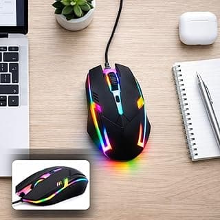 Mouse Gamer RGB 1500 DPI USB – Óptico com LED 7 Cores, Design Ergonômico e Scroll Antiderrapante – Compatível com PC, Notebook, Velocidade, Jogos, Trabalho, Estudos – Plug & Play