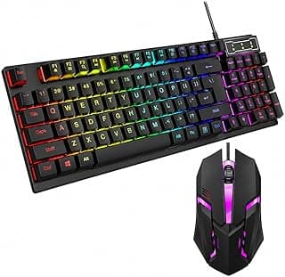 Kit Teclado e Mouse Gamer RGB LED | Semi Mecânico ABNT2 | Mouse 3200 DPI | Iluminação Ajustável | USB Plug & Play | Setup Gamer PC e Notebook