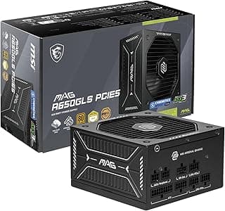 MSI MAG A650GLS PCIE5, fonte de alimentação compacta para jogos 650W totalmente modular, 80+ Gold, ATX 3.1 e PCIe 5.1 pronto, cabo nativo de duas cores 12V-2x6, baixo ruído, cabos de revestimento em