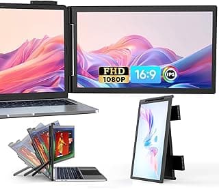 Extensor de Tela para Notebook, Monitor Portátil Externo de 14" para Notebook, IPS FHD 1080P com Conexão Plug & Play, Tela Dupla com Portas USB-C/HDMI para Notebooks de 14"-16"