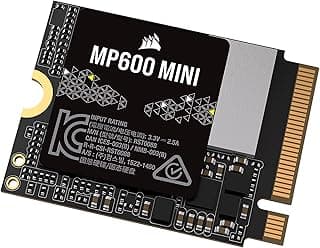 Corsair MP600 MINI 1TB M.2 NVMe PCIe x4 Gen4 2 SSD – M.2 2230 – Leitura sequencial de até 7.000 MB/s – Alta Densidade 3D TLC NAND – Ótimo para Steam Deck e Microsoft Surface – Preto