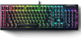Razer Teclado Mecânico Gamer BlackWidow V4 X Com Fio Switch Amarelo Linear Silencioso 6 Teclas Macro RGB Chroma ABS Duplas - RZ03-04700200