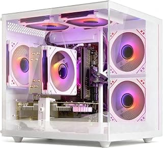 suevery Computador desktop para jogos - Ryzen 5 5500, (6Core 12Threads até 4,2G) Radeon RX 6500XT 4GB, 16GB DDR4 RAM, 512GB NVME SSD, Wi-Fi 6, computador torre pré-construído para casa e escritório