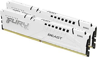 Kingston Memória para jogos de mesa Fury Beast White 32GB 6000MT/s DDR5 CL30 DIMM (Kit de 2) - KF560C30BWEK2-32