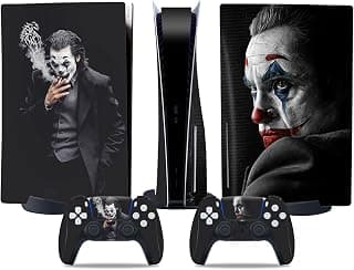 MaD Vision® Kit de película extradurável para PlayStation 5 (PS5) Disc | Conjunto de decalque de vinil fosco para console + 2 controles - para design de Coringa