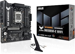 ASUS Placa-mãe TUF Gaming B650EM-E WiFi AMD mATX, 8+2+1 80A DrMOS Power Stages, DDR5, PCIe 5.0, três slots M.2, WiFi 6, Ethernet de 2,5 Gb, DisplayPort, HDMI™, USB-C traseiro 10Gbps e USB-C frontal