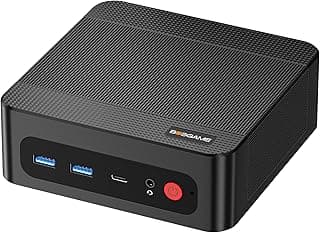 BOSGAME P4 Ultra Mini PC com AMD Ryzen 7 7730U Processador, 16GB RAM, 1TB SSD NVMe, Saída Tripla 4K, Dual LAN 2.5G, Wi-Fi 6E para Home Office, Jogos e Estação de Trabalho
