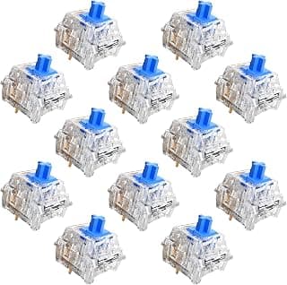 Zhouwang 108 interruptores de teclado mecânico azul cristal, interruptores pré-lubrificados de 3 pinos trocáveis a quente com 3 interruptores Kailh, som de clique nítido, para teclados de jogos e