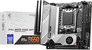 MSI Placa mãe MPG B650I EDGE WiFi, Mini-ITX - Suporta CPUs AMD Ryzen 9000 Series, AM5-8 fases potência direta da CPU 80A VRM, DDR5 Memory Boost 6600+MHz/OC, 1 x PCIe 4.0 x16, 2 x M.2 Gen4, Wi-Fi 6E