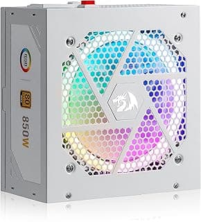 Redragon Fonte de alimentação RGPS-850W 80+ Gold 850 Watt com ATX 3.1 e PCIe 5.1 atualizado totalmente modular, cabo 12VHPWR incluído, capacitores 100% japoneses, ventilador RGB de baixo ruído ECO