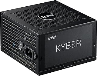 Fonte XPG Kyber II 850W Fonte de Alimentação ATX – Certificação Gold 80 PLUS e Cybenetics, não modular, compatível com ATX 3.1, conector 12V-2x6 para GPUs de última geração, eficiência de até 91,40%