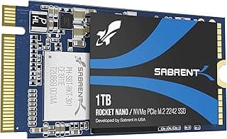 SABRENT SSD interno de alto desempenho de 1 TB Rocket NVMe PCIe M.2 2242 DRAM menos baixa potência (SB-1342-1TB)