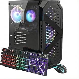 STGAubron Computador desktop para jogos, AMD Ryzen 5 5500 até 4,2G, Radeon RX 6500 4G, 16GB DDR4, 512GB SSD, WiFi 6, BT 5.2, RGB Fan x4, Windows 11 Home