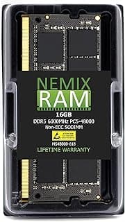 NEMIX RAM 16GB DDR5 4800MHZ PC5-38400 1.1V 1RX8 40-40-40 SODIMM Atualização de memória de laptop MS38400-618