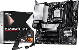 MSI PRO B850M-P WIFI7 Placa Mãe AM5 DDR5 M.2 USB 3.2 | Placa-mãe AM5 com Wi-Fi 7, suporte DDR5 e armazenamento M.2 para sistemas modernos e expansíveis.
