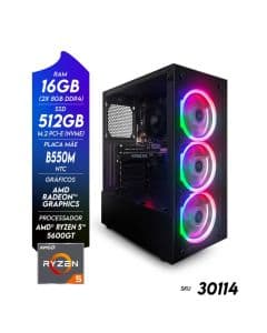 Computador Gamer NTC VULCANO AMD 2069 TC DUAL CHANNEL AMD Ryzen 5 5600GT Radeon Graphics 16GB DDR4 512GB SSD C/3 Fans Linux