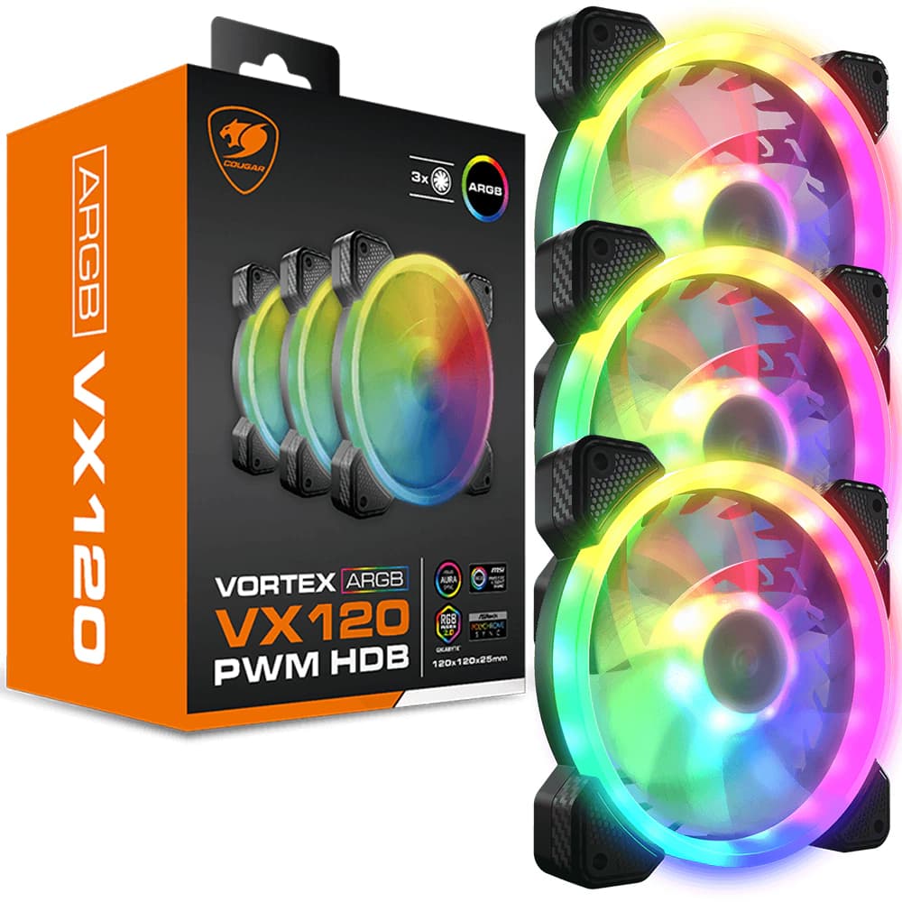 Fan Gamer Cougar Gaming Vortex Vx120 Argb 3 X 120mm Pwm - 3MVX1203.0001