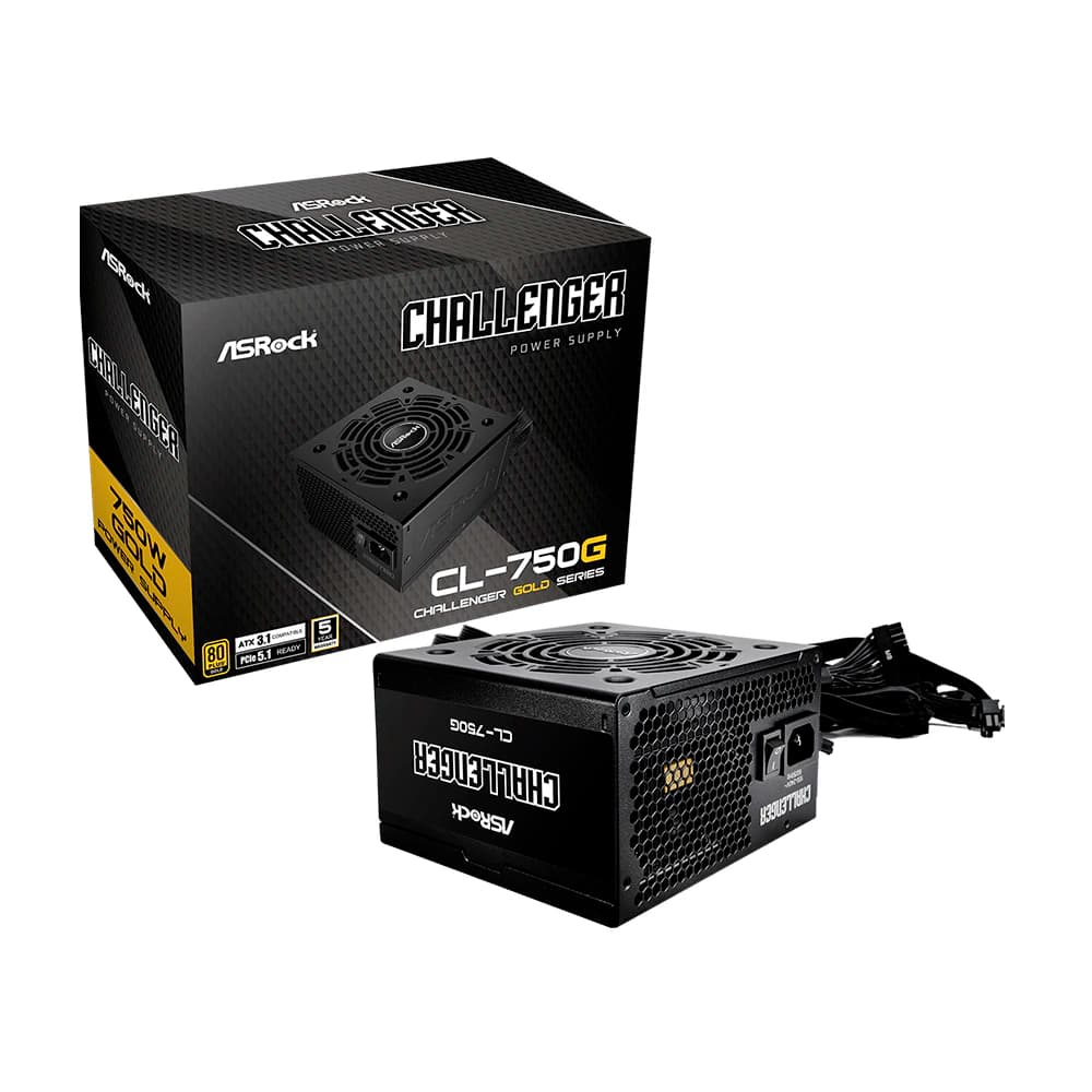 Fonte Real Asrock Challenger Cl-750g 750w Preta Pci-E 5.1 80 Plus Gold - 90-UXC075-GNBAAA